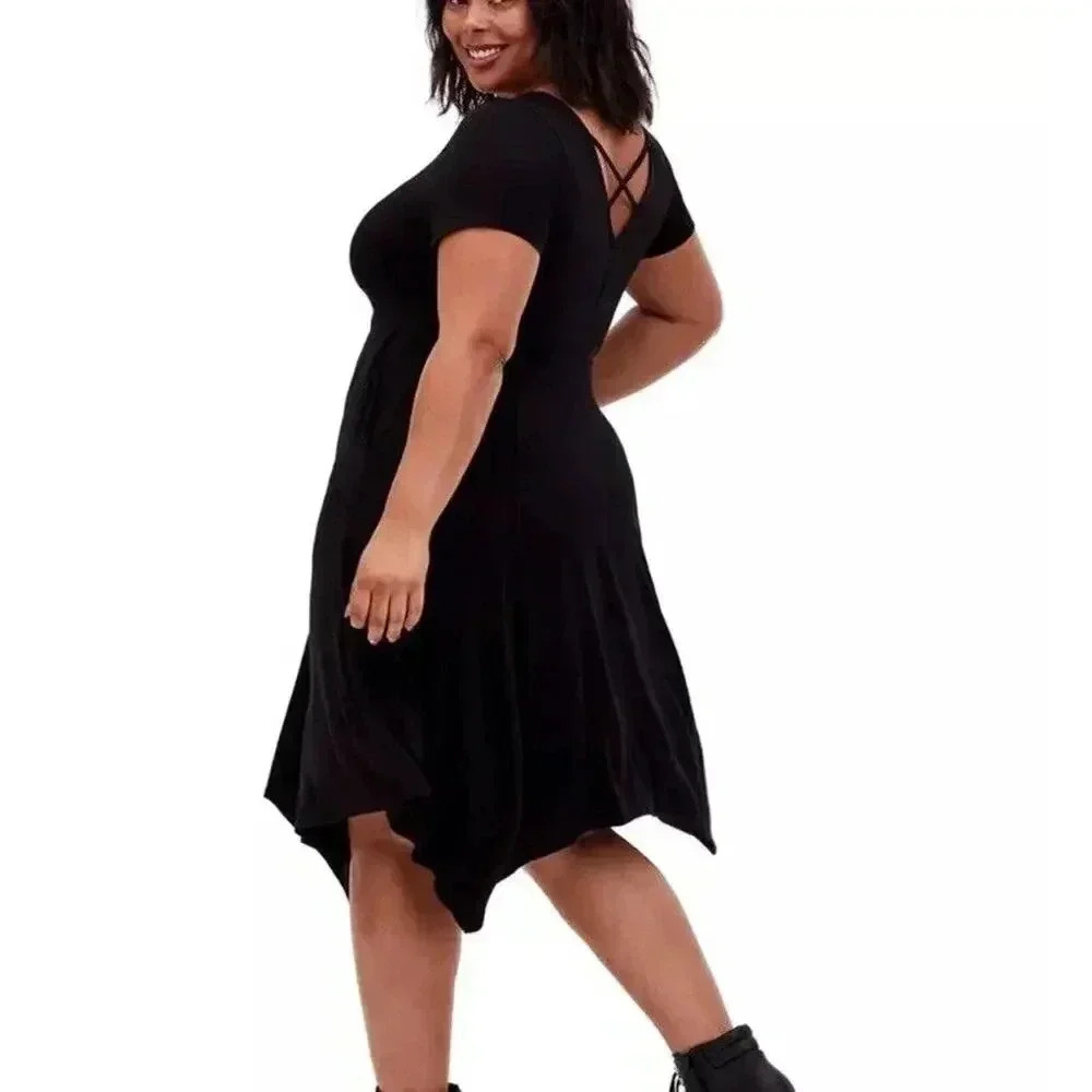 Torrid Women’s Ribbed Solid Black Midi Jersey‎ Sk… - image 3